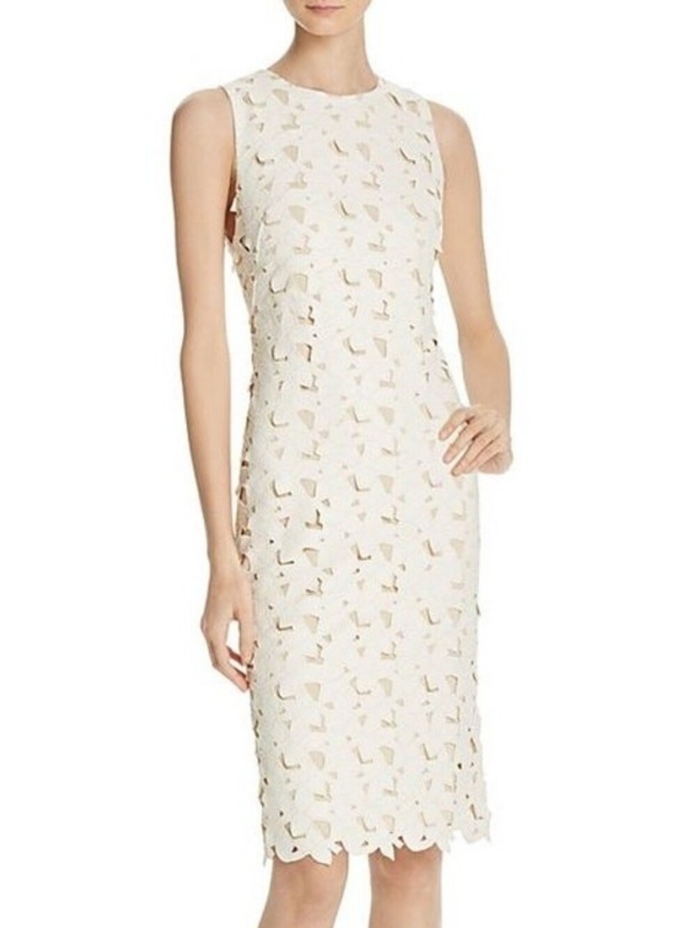 Alice + Olivia Fey Dress Laser Cut Faux Leather White Size 6
